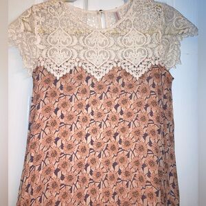 Crochet Dress Floral Accordion Pleated Dress